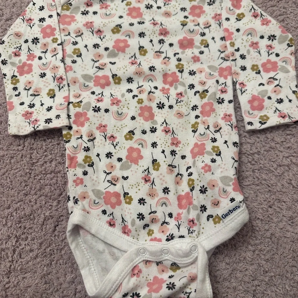 Gerber 12M Baby Girl Bundle Floral Rainbow 6pc